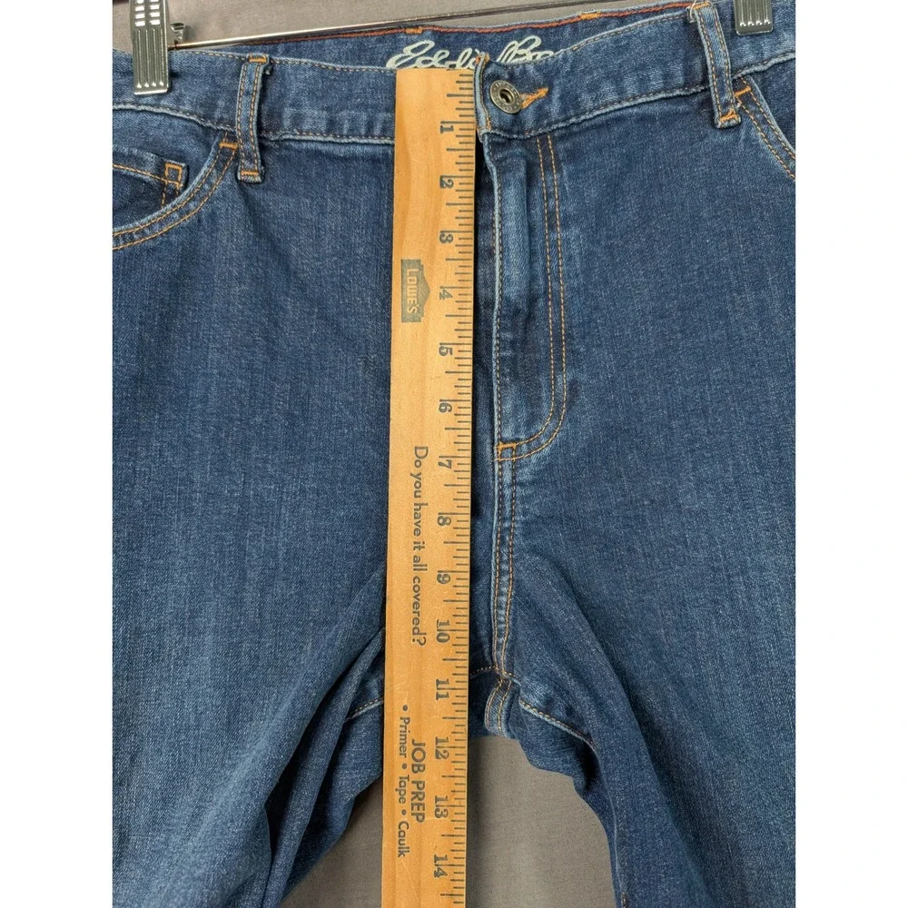 Eddie Bauer Womens Blue Boyfriend Midrise Slim Leg Denim Jeans Size 16